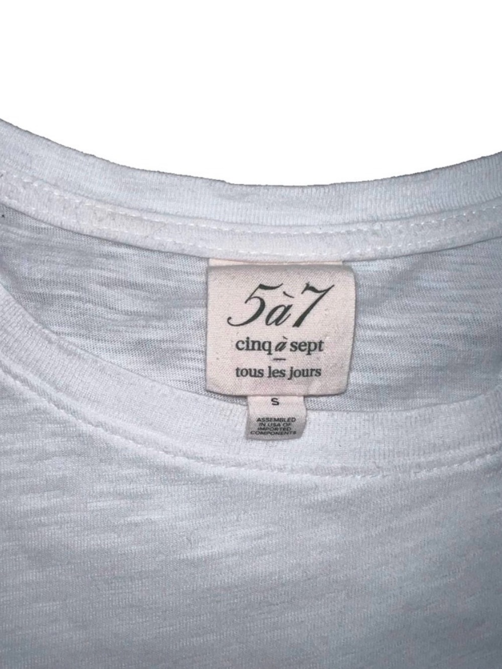 NWOT Cinq à Sept White Short Sleeve MERCI Silver Metallic Foil Graphic Tee Shirt - Picture 4 of 7